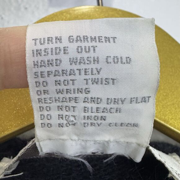 Vintage Silk Angora Rabbit Cardigan Sweater Small Black Floral Beaded Sequins - Picture 8 of 8